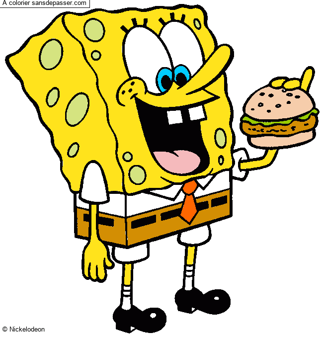 Bob l'&eacute;ponge mange un hamburger par un invit&eacute;