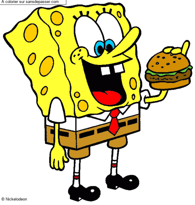 Bob l'&eacute;ponge mange un hamburger par un invit&eacute;