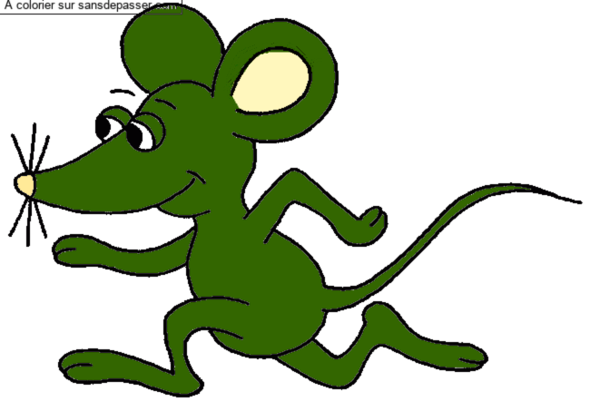 Coloriage Une souris verte par un invit&eacute;