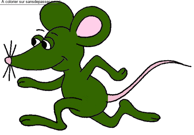 Coloriage Une souris verte par un invit&eacute;