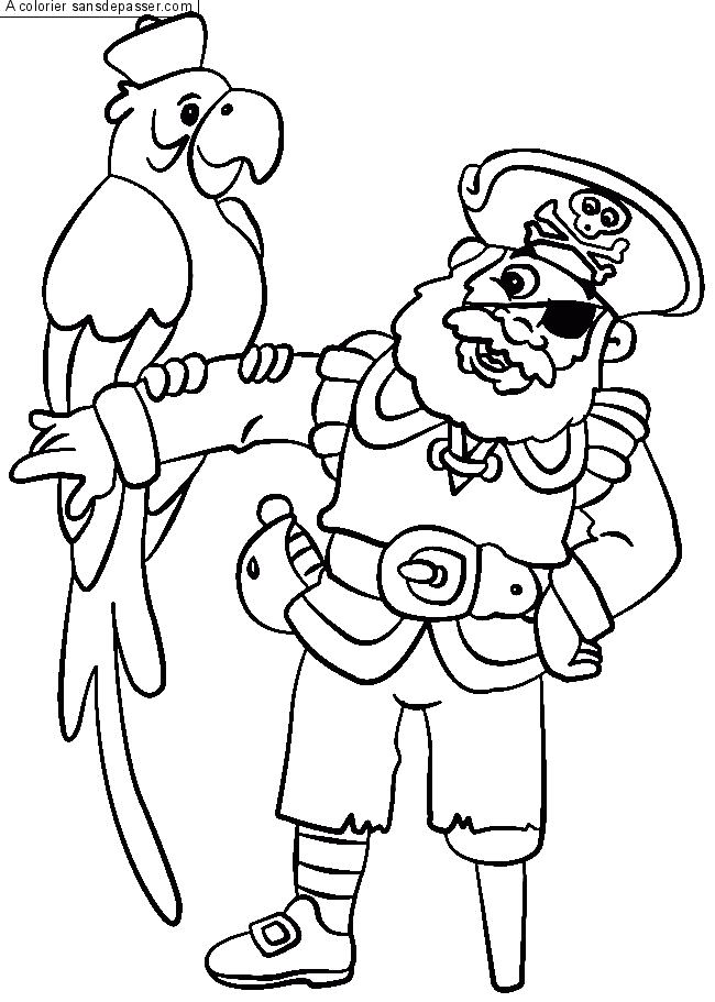 Capitaine pirate et son perroquet par un invité