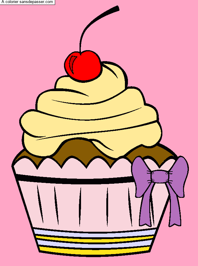 Coloriage Cupcake &agrave; la cerise
