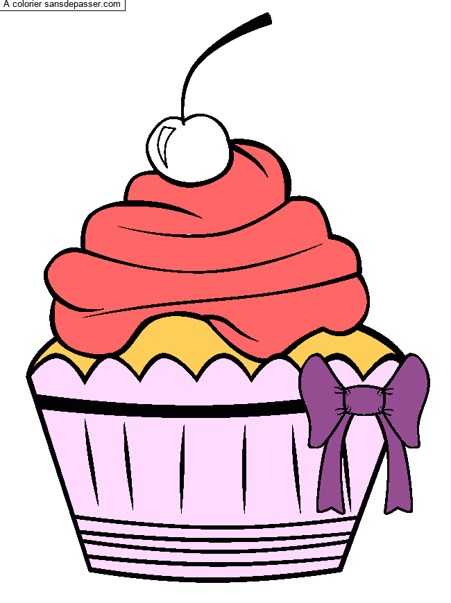 Coloriage Cupcake &agrave; la cerise par Sarah Queen 