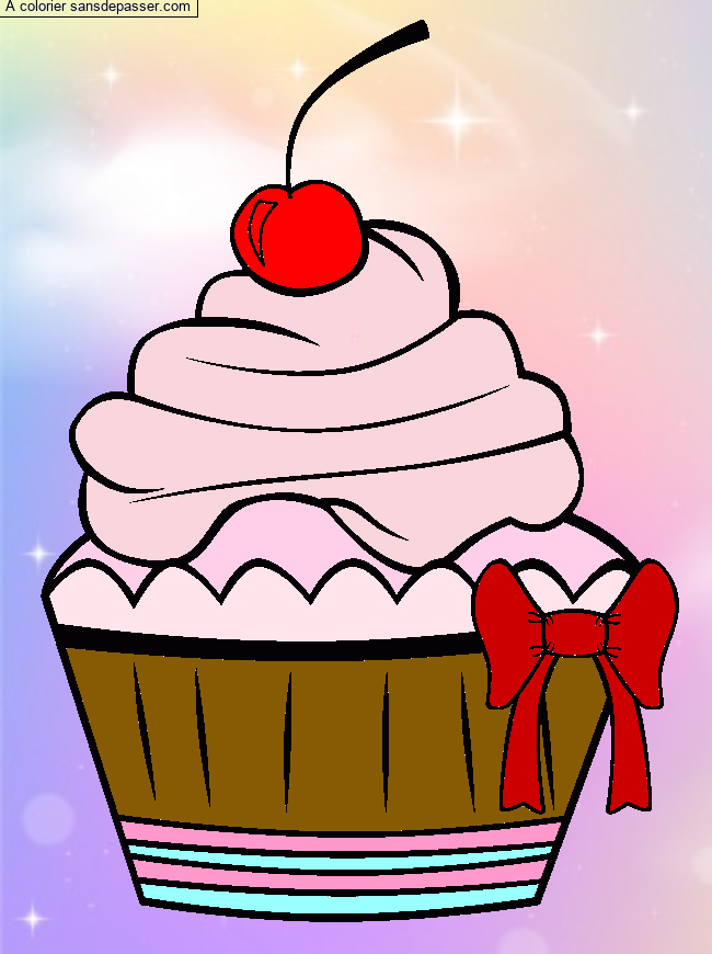 Coloriage Cupcake &agrave; la cerise par giulia