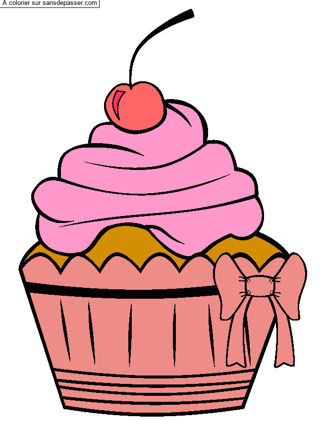 Coloriage Cupcake &agrave; la cerise par un invité
