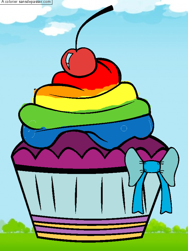 Coloriage Cupcake &agrave; la cerise
