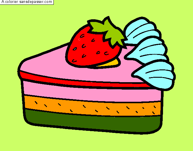 Coloriage G&acirc;teau &agrave; la fraise