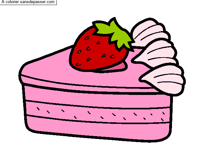 Coloriage G&acirc;teau &agrave; la fraise par un invité