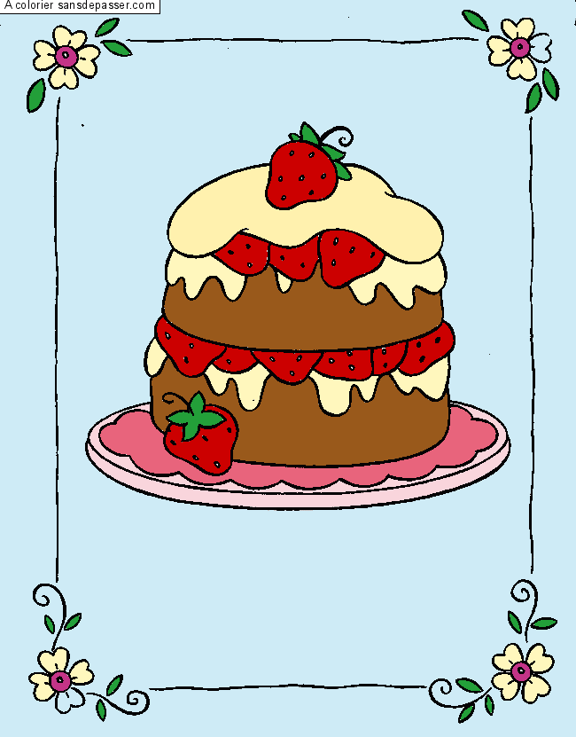 Gros gâteau aux fraises par un invité