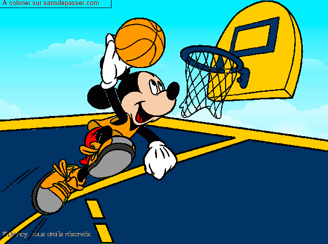Mickey joue au basketball par un invit&eacute;
