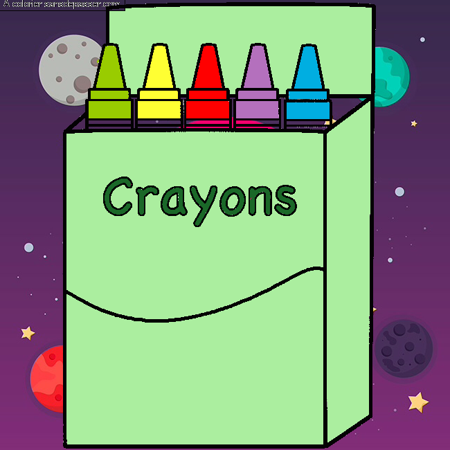 Boite de crayons de cire par un invit&eacute;