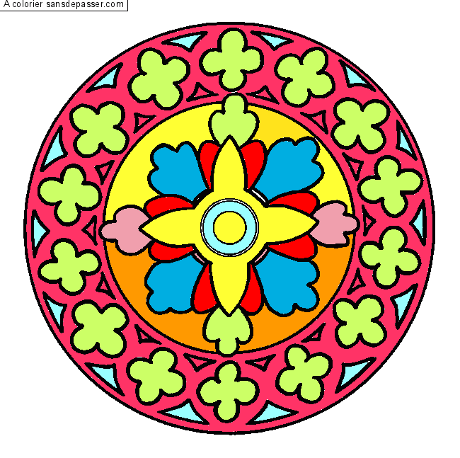 Coloriage Mandala Quatre Feuilles