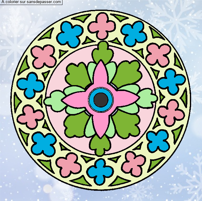 Coloriage Mandala Quatre Feuilles par un invit&eacute;