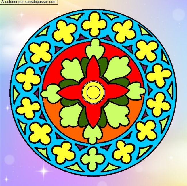 Coloriage Mandala Quatre Feuilles par un invit&eacute;