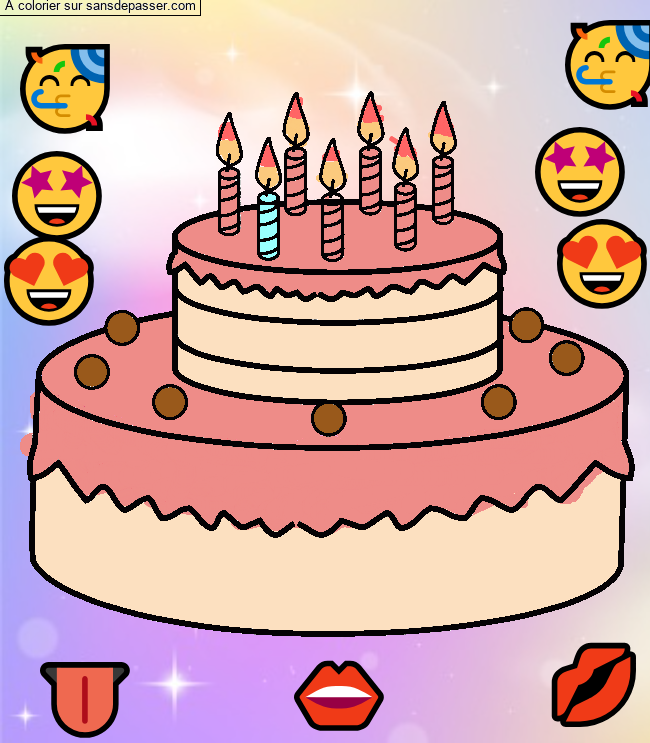 Coloriage G&acirc;teau d'anniversaire - 7 ans par miss queen