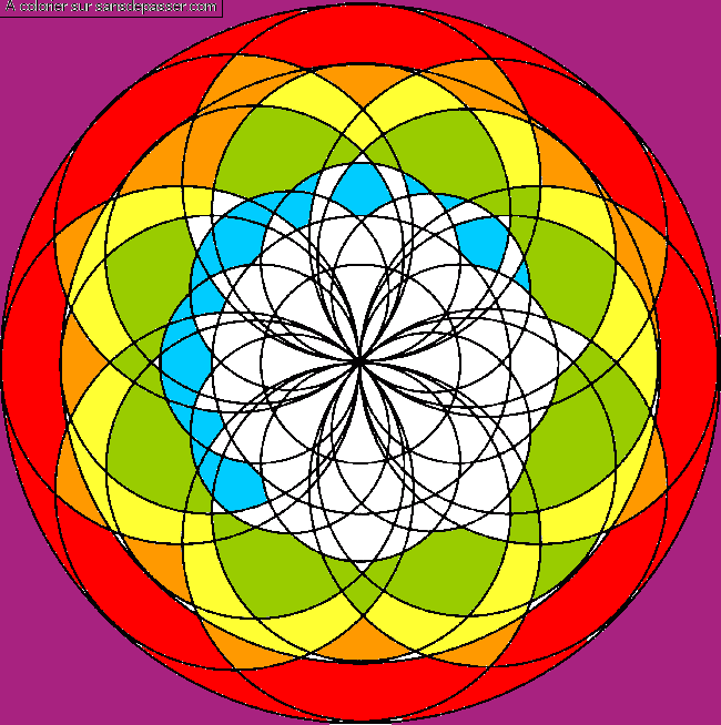 Coloriage Mandala aux 1000 Rosaces par Pinpomme2014