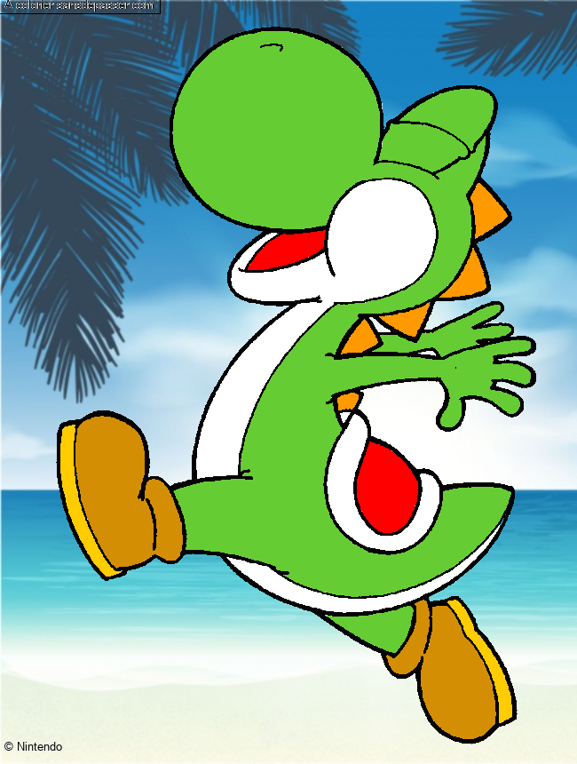 Yoshi joyeux par un invit&eacute;