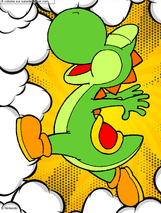 Coloriage Yoshi joyeux par kellychouchou