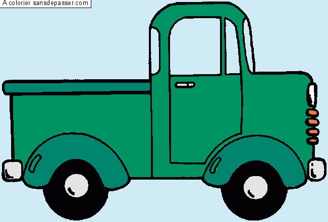 Coloriage Petit camion vert par un invité