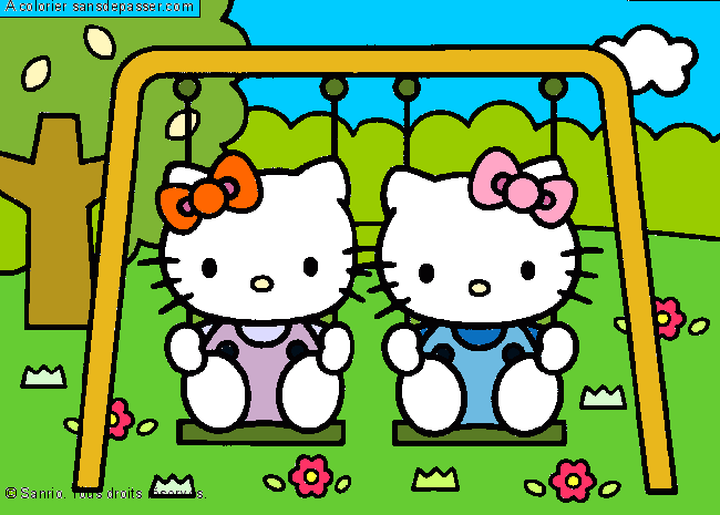 Coloriage Hello Kitty fait de la balan&ccedil;oire
