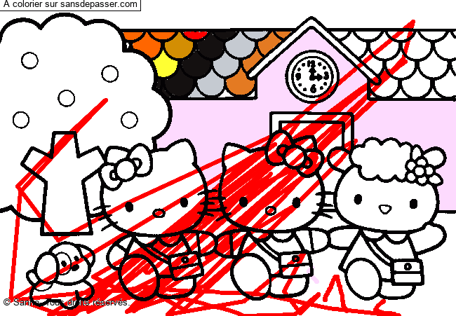 Coloriage Hello Kitty &agrave; l'&eacute;cole par un invité