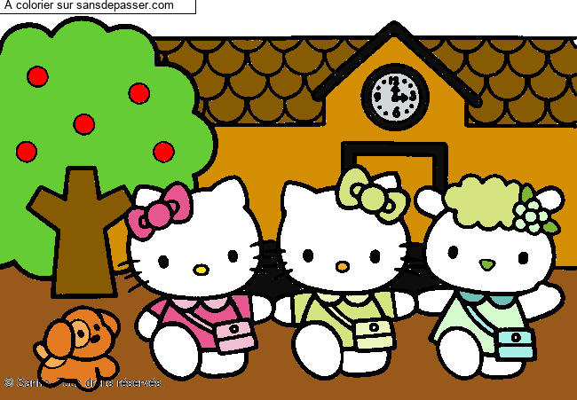 Coloriage Hello Kitty &agrave; l'&eacute;cole par jxst_leonicia