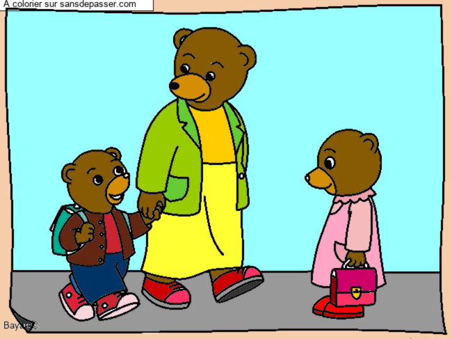 Coloriage Petit Ours Brun &agrave; l'&eacute;cole par Nanoucka