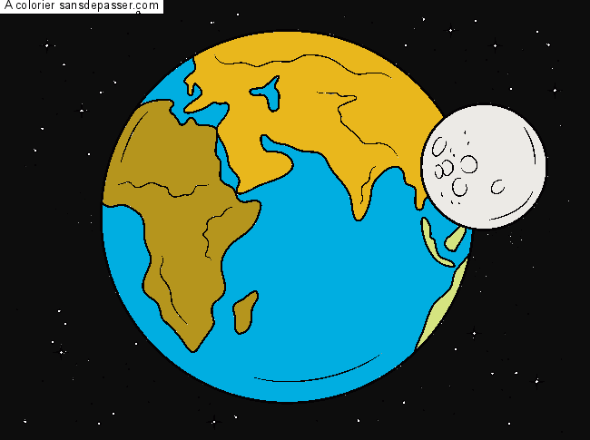 Coloriage De la Terre &agrave; la Lune