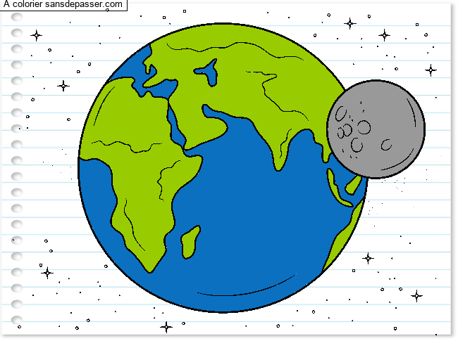 Coloriage De la Terre &agrave; la Lune