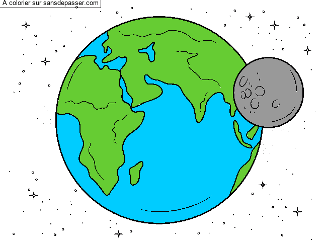 Coloriage De la Terre &agrave; la Lune