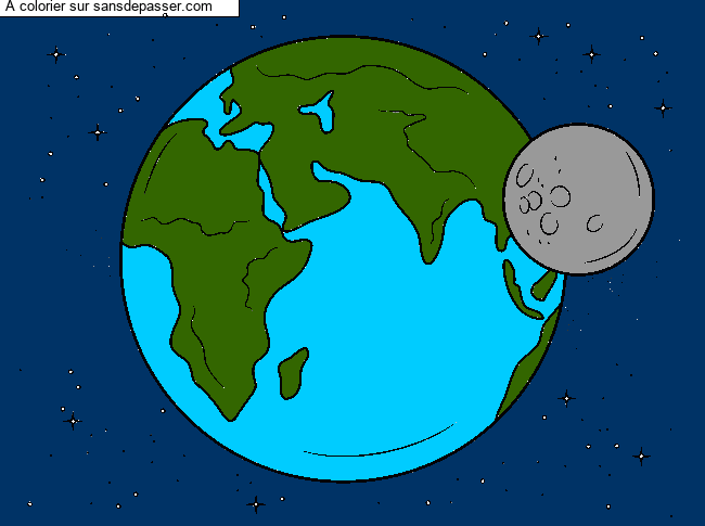 Coloriage De la Terre &agrave; la Lune par un invit&eacute;