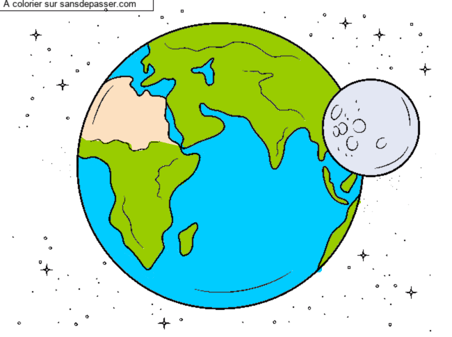 Coloriage De la Terre &agrave; la Lune par un invit&eacute;