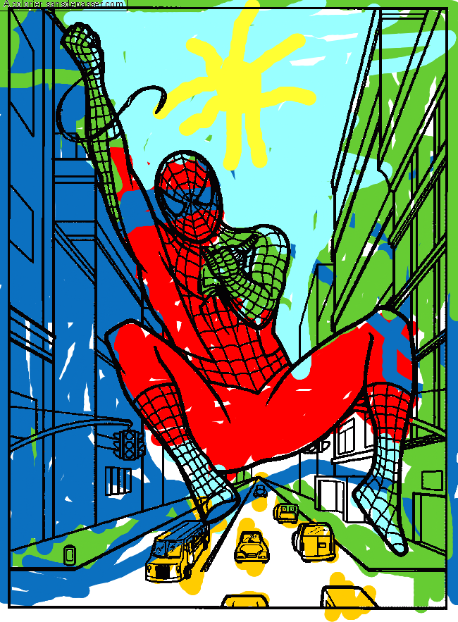 Coloriage Spiderman &agrave; la rescousse