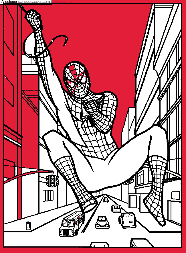 Coloriage Spiderman &agrave; la rescousse par un invité
