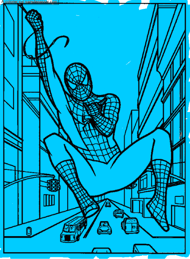 Coloriage Spiderman &agrave; la rescousse par un invité