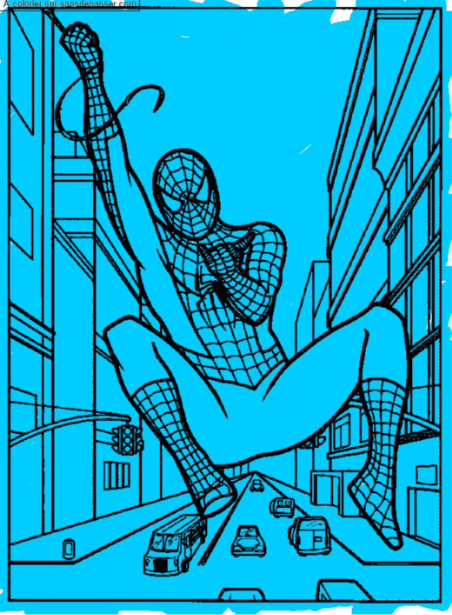 Coloriage Spiderman &agrave; la rescousse par un invit&eacute;