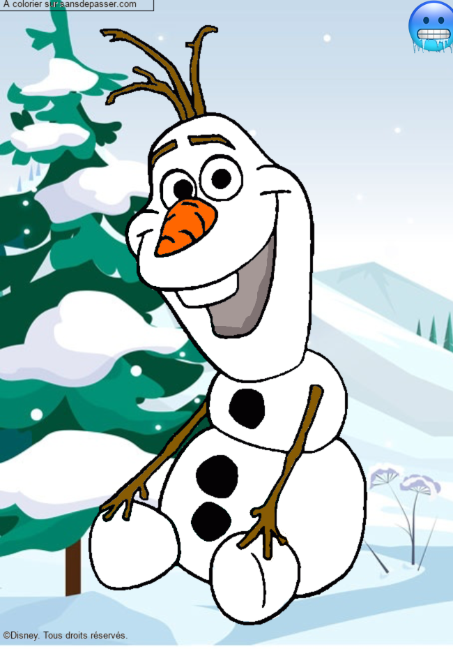 Coloriage Olaf, le joyeux bonhomme de neige par un invit&eacute;