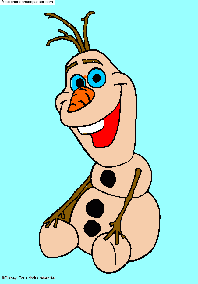 Coloriage Olaf, le joyeux bonhomme de neige