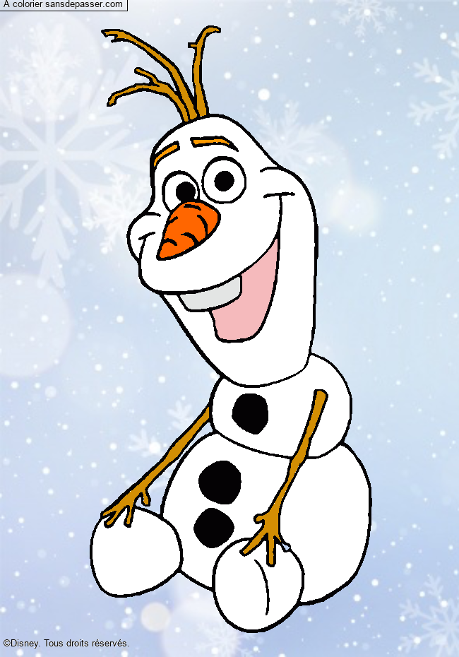 Coloriage Olaf, le joyeux bonhomme de neige par un invité