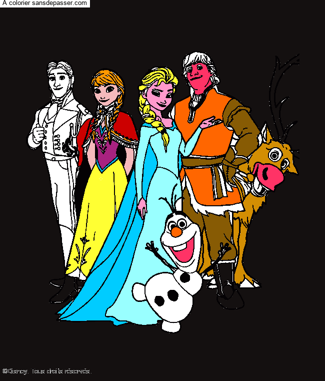 Coloriage La Reine des Neiges et ses amis