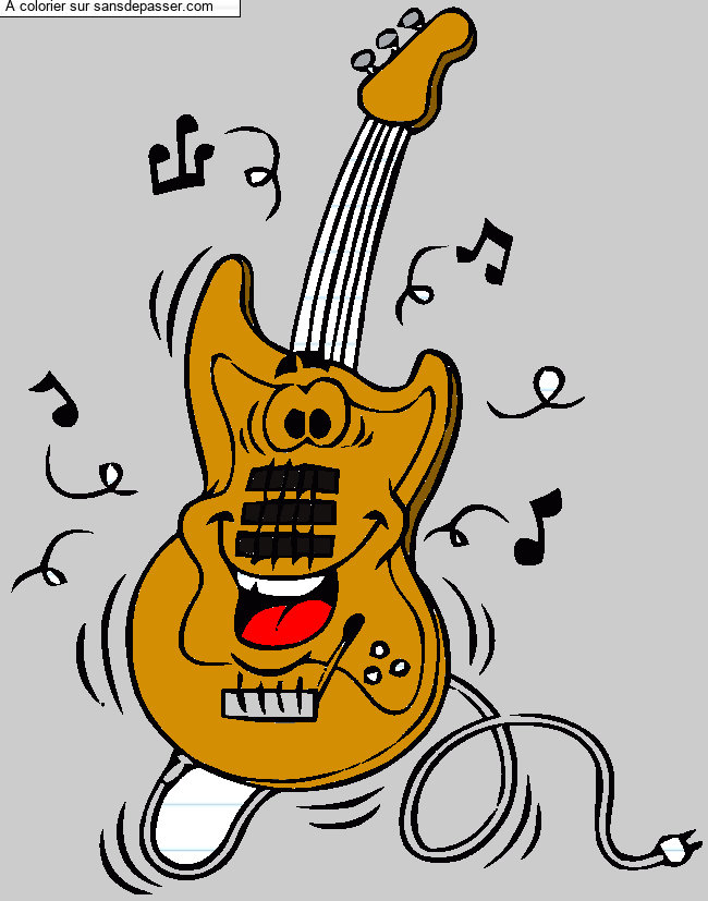 Coloriage Guitare anim&eacute;e par un invit&eacute;