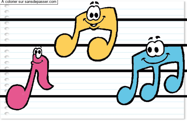 Coloriage Guitare animée - Sans Dépasser
