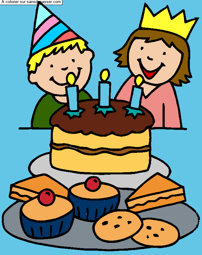 Coloriage Go&ucirc;ter d'anniversaire par un invit&eacute;