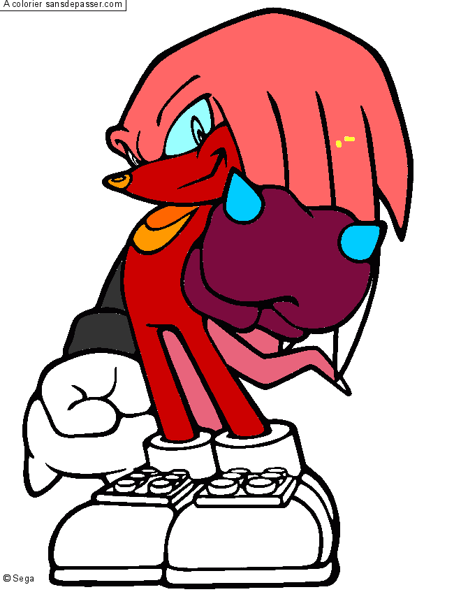 Coloriage Knuckles montre son poing