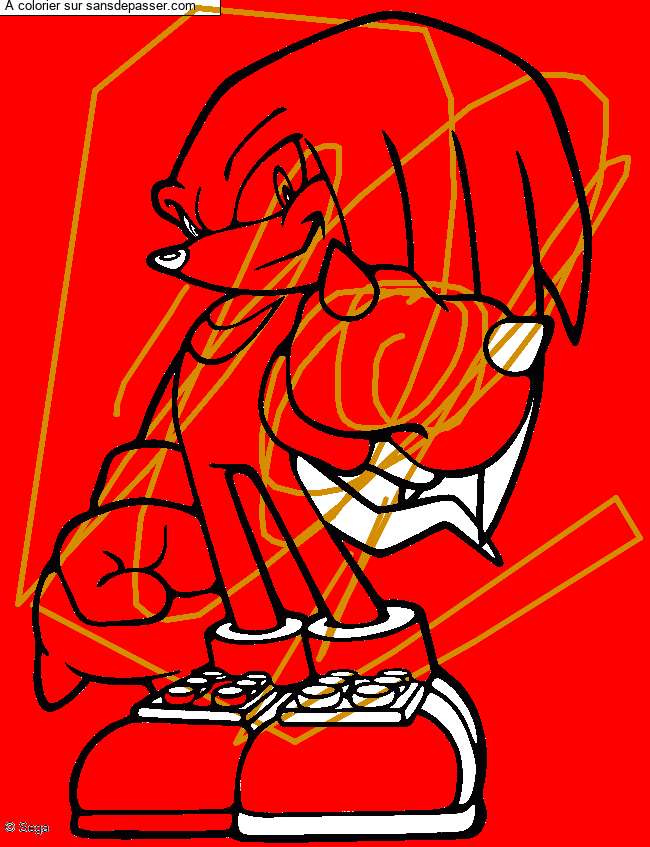 Coloriage Knuckles montre son poing par un invit&eacute;