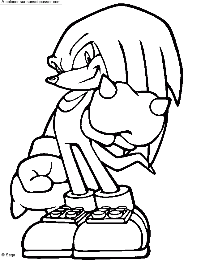Coloriage Knuckles montre son poing par un invit&eacute;