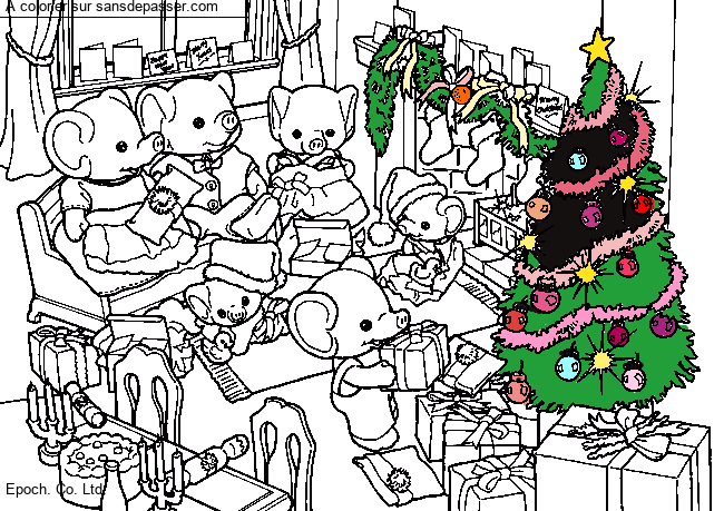 La famille &eacute;l&eacute;phant f&ecirc;te No&euml;l. par un invit&eacute;
