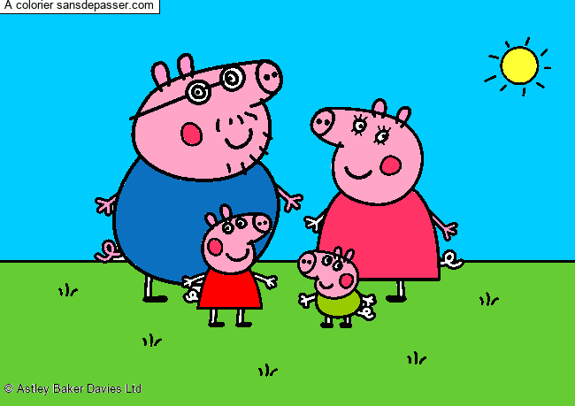 Coloriage Peppa Pig et sa famille
