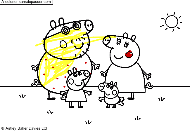 Coloriage Peppa Pig et sa famille par un invité