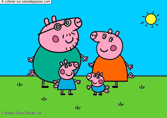 Coloriage Peppa Pig et sa famille par ninjala